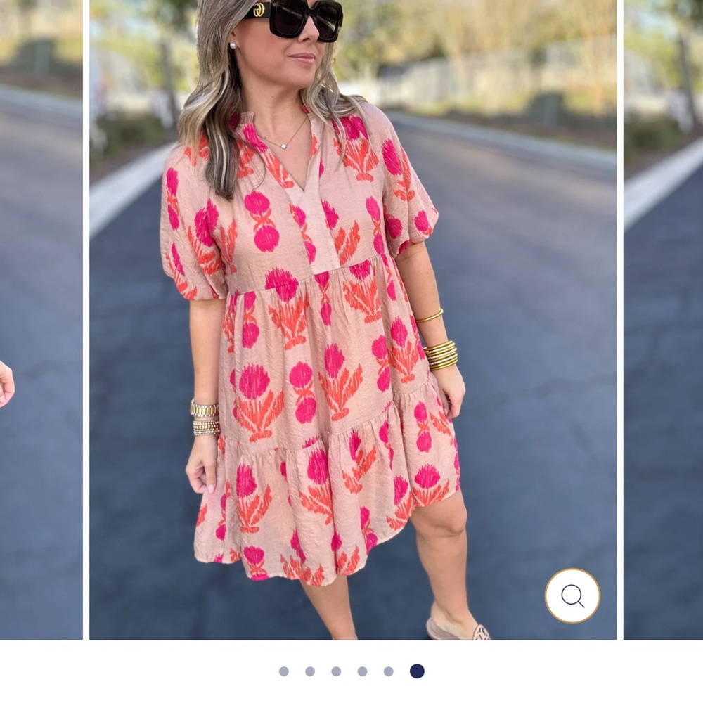 THML Pink and Red Puff Sleeve Blouse - Picture 6 of 6